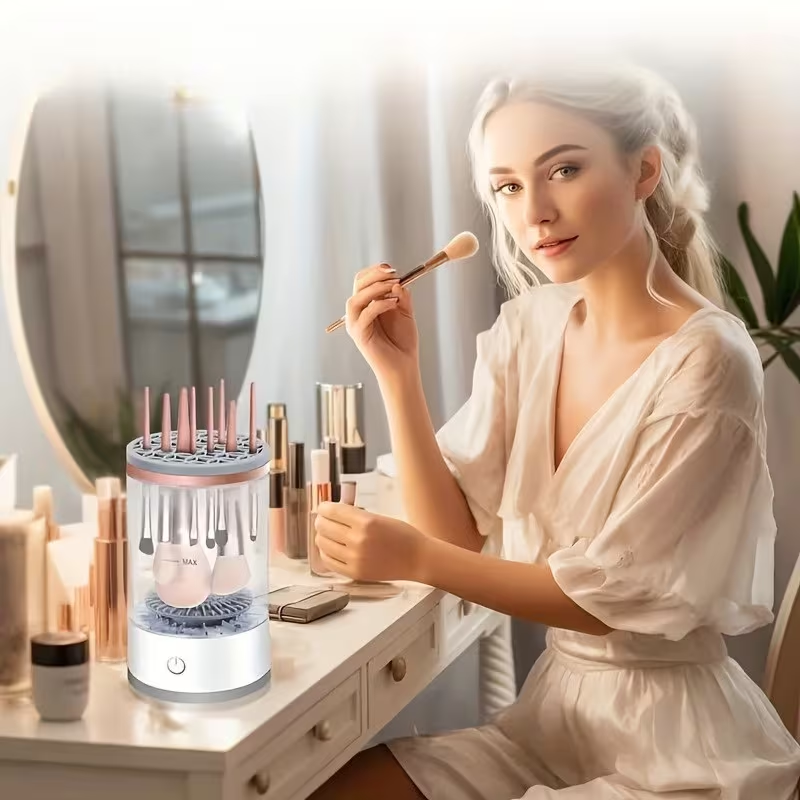 Makeup Brush Washer & Dryer with Fast Drying System, Compact Design for Home & Travel, Ideal Gift for Women & Beauty Tools Care