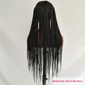 34 Inch Synthetic Full Lace Braided Wig for Women - Double Lace Front Knotless Braids with Thin Hair, Density Straight Hair, Brown Square Knotless Wig for Daily Part Use, Stylish Hair Accessory, Elegant Hairstyle, Secure Fit Wig