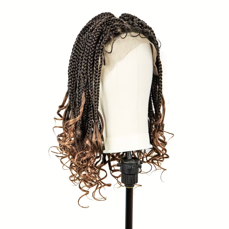 [Medium-Long Size Lace Front] 14-inch Synthetic Lace Wig Cap | 9x6 Braided, Natural Color, High Gram Weight, Weavable & Stylable