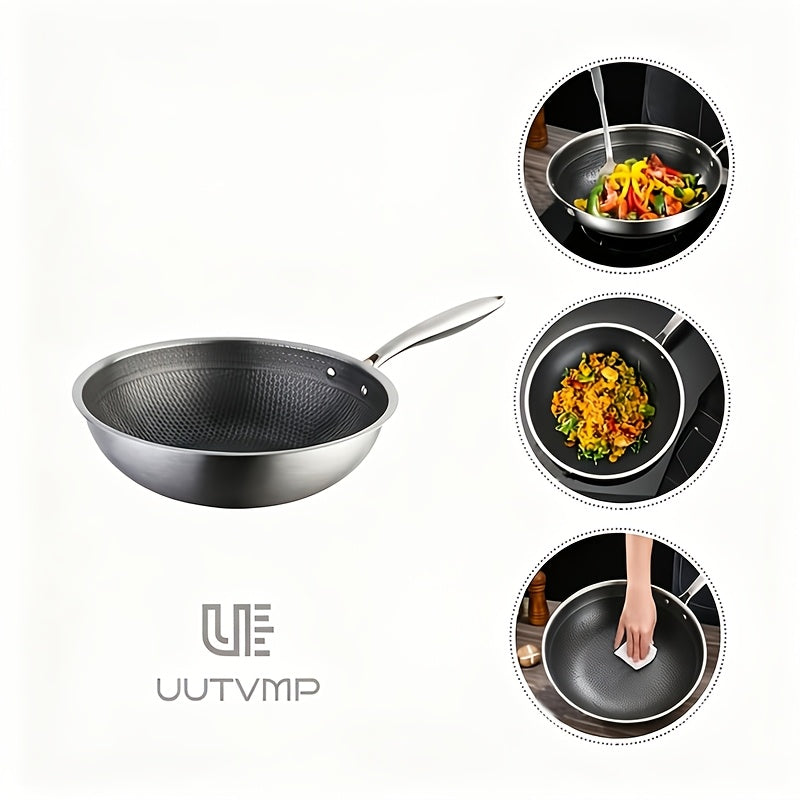 Craftsmanship honeycomb Wok cookware, non stick Chinese Wok explosive stir fry pan with large capacity Deep Frying Pan for versatile cookware in the kitchen