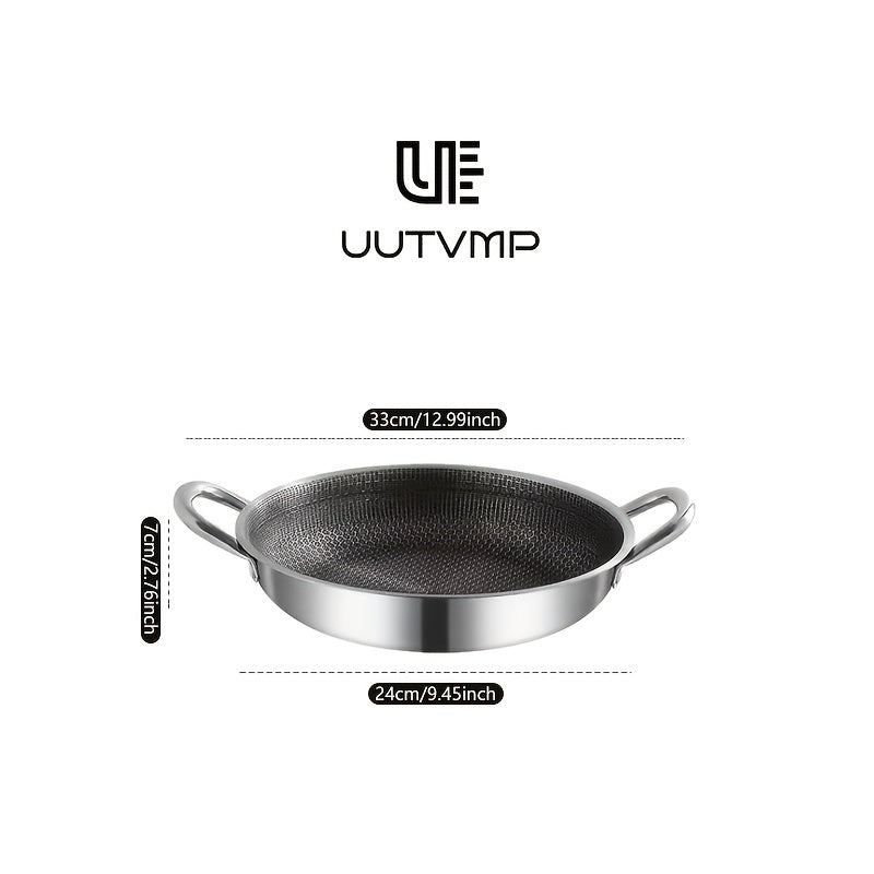 Honeycomb stainless steel double ear frying pan, with a diameter of 11.02 inches, honeycomb scratch resistant and non stick inner wall