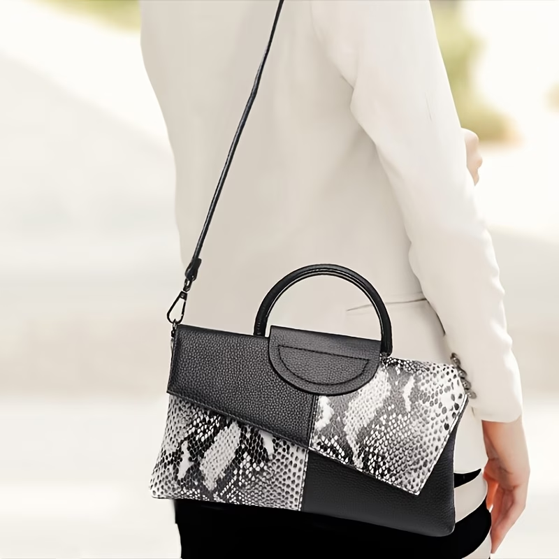 PU Synthetic Faux Leather Women'S Shoulder Crossbody Bag Fashion Alligator Pattern Flap Handbag