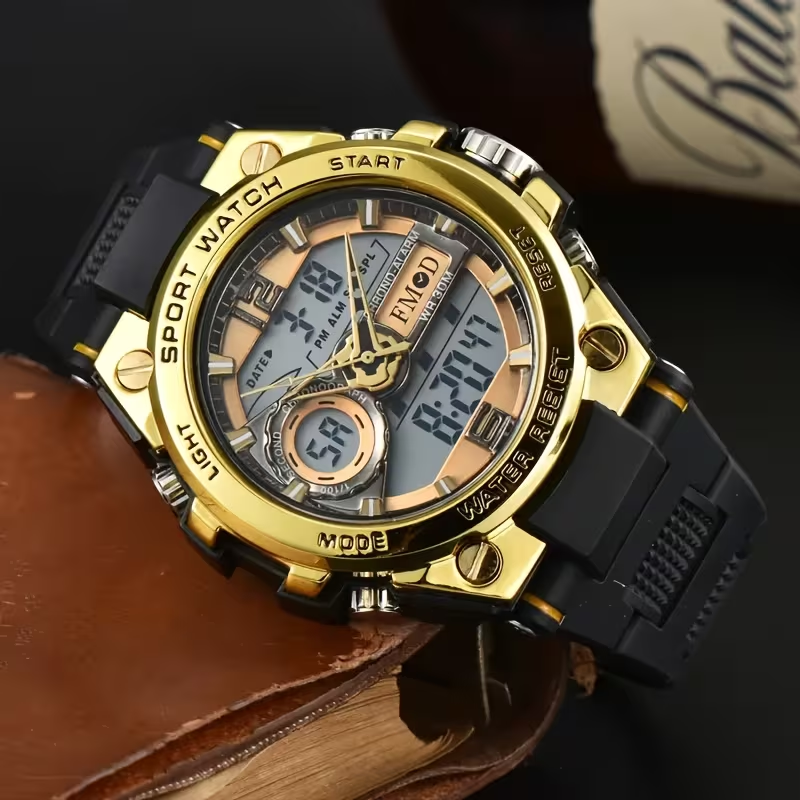 Alloy Bezel Multifunctional Sports Watch Steel Heart Men'S Electronic Watch Women'S Watch Daily Wear Holiday Gift