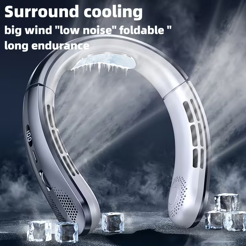 1 Portable USB Charging Neck Fan - Adjustable Strong Wind for Outdoor Sports And Activities