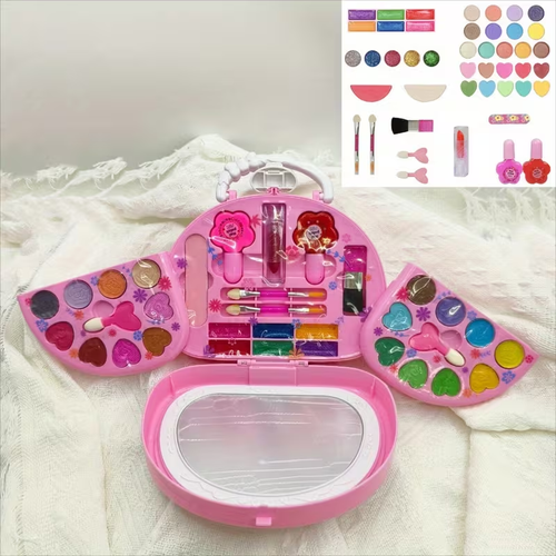 1 Set of Princess Makeup Toy Set, 3-Layer Washable Cosmetic Box, Suitable for Girls Aged 3 And Above for Role-Playing Dress-Up Sets, Birthday Parties, Halloween, And Christmas Gifts