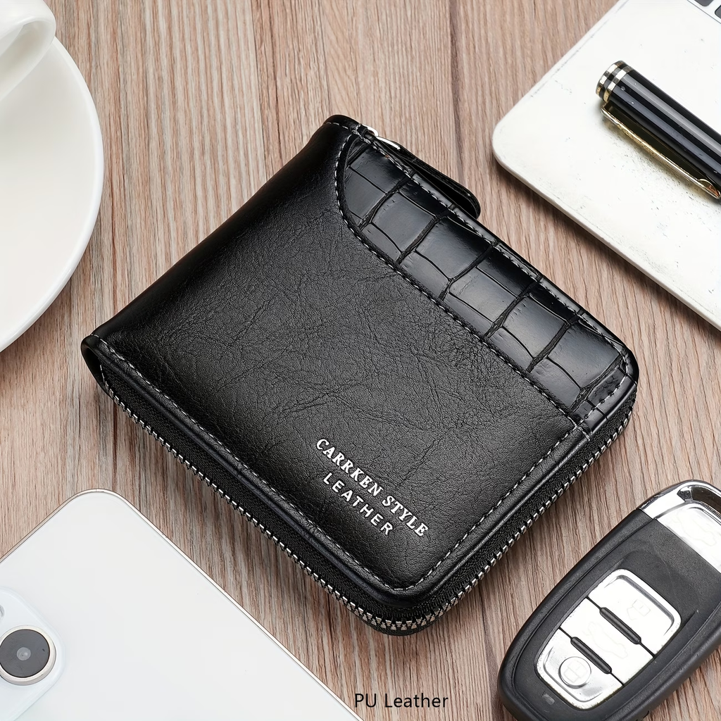 New Men's Wallet Fashion Multi-functional Spliced Zipper Coin Purse for Young Students Versatile Large Capacity Card Holder