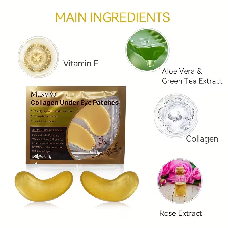 [Hydrating & Moisturizing] Maxylva Collagen Under Eye Patches | Hydrating & Moisturizing | Alcohol-Free | Ideal for All Skin Types | Eye Care