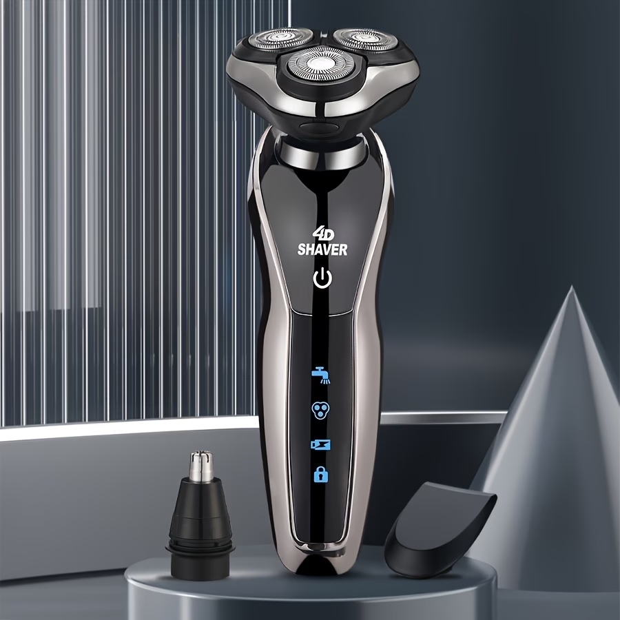 3-In-1 Electric Shaver, Rotary Shaver, Sideburns Trimmer, Nose Hair Trimmer; USB Charging, 3D Floating Shaving, Clean Shaving, Men'S Holiday Gift