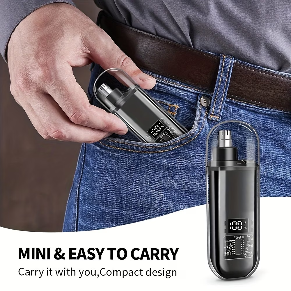 Portable mini electric nose hair trimmer-unisex, LED power display, USB rechargeable ear, nose and eyebrow trimmer, efficient blade, suitable for trimming facial eyebrows, nose and ear body hair, easy to carry and use outside, gift for men