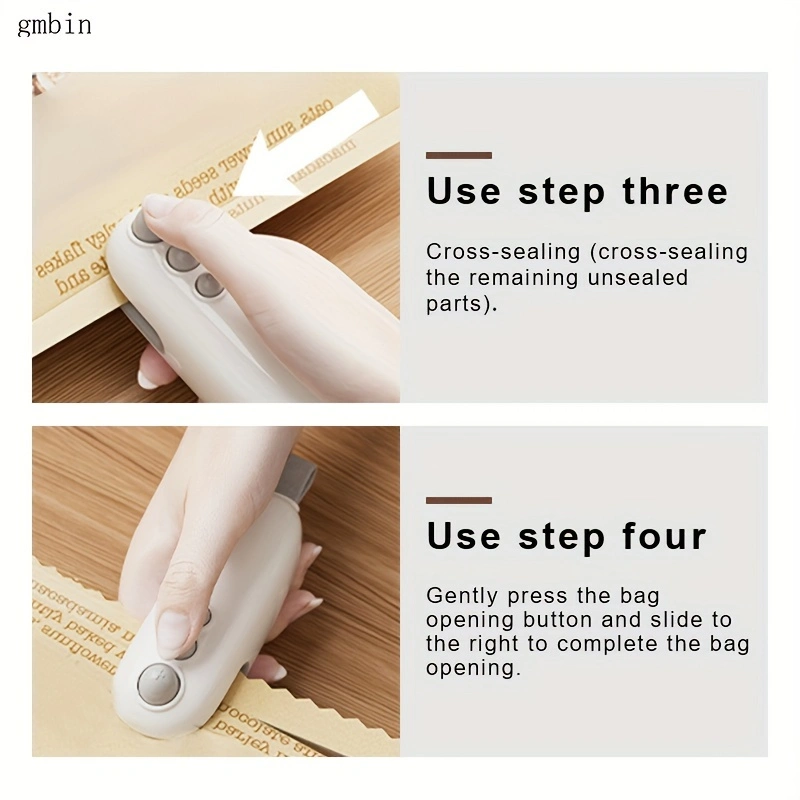 Mini sealing machine, small household rechargeable plastic sealer, food moisture-proof and freshness-preserving hand-operated sealing machine, dual-purpose sealing machine, long battery life, compact and portable.