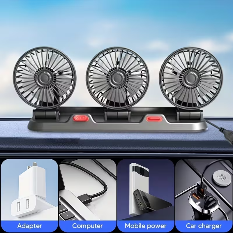 Portable Car Air Conditioning Fan, USB Powered, Desktop Fan, Exhaust Fan, Powerful Airflow, Quiet Mode, Suitable for Home, Outdoor, School, And Office Use. Batteries Not Included.