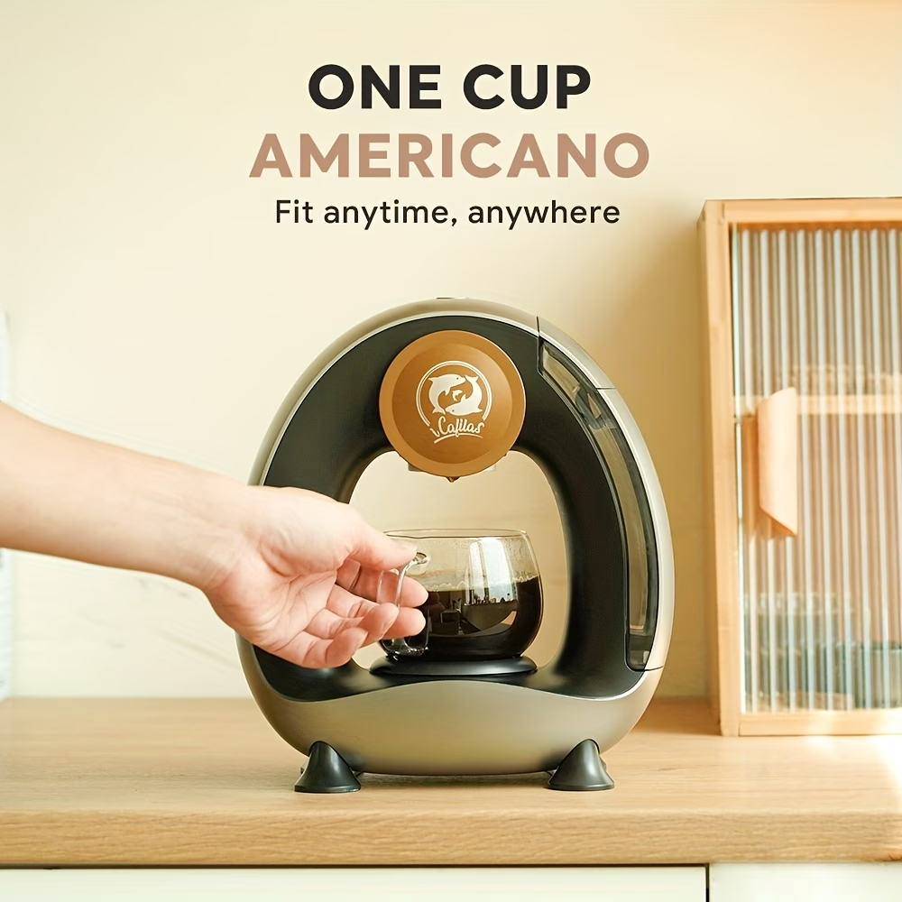 4-8oz Single Serve Coffee Maker 2in 1 Americano Mini Coffee Machine Compatible with Coffee Ground & K Cup, Automatic Drip Coffee Maker/Tea Maker for Home Travel, Fast Brewing & Quiet