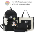 4pcs/Set Easy Leisure Backpack Large Capacity Schoolbag Travel Bag Canvas Shoulder Bag, for Teenager, For Teenager