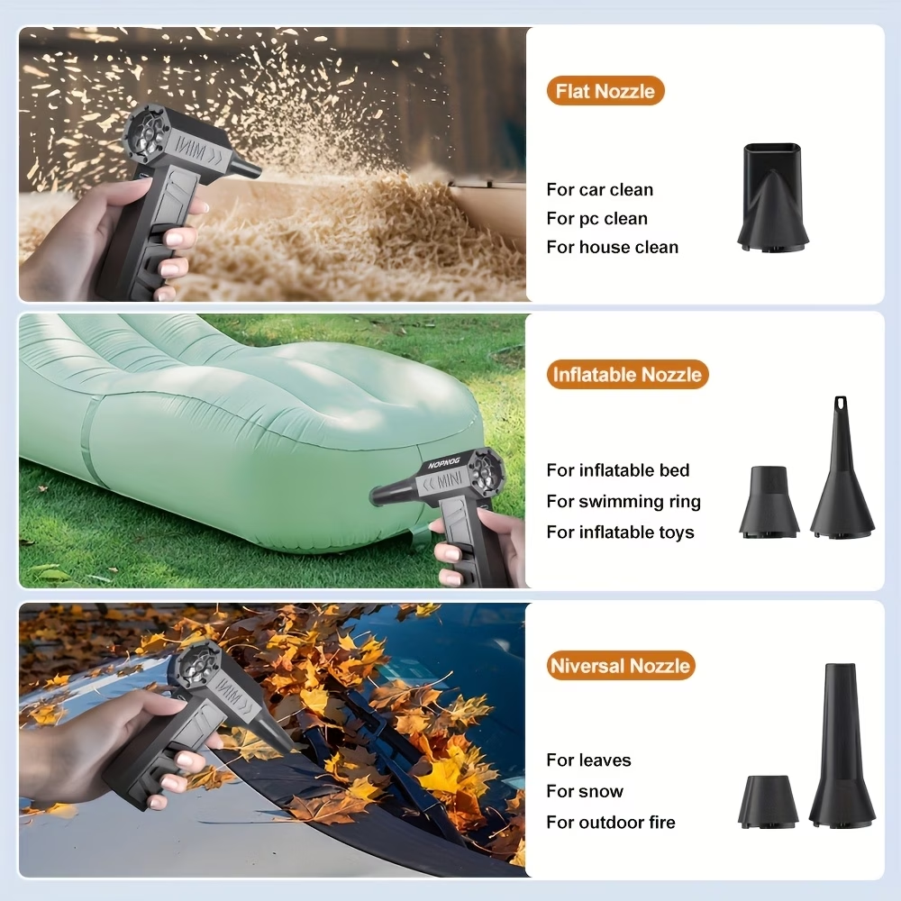 130000RPM Cordless Handheld Vacuum Cleaner | Type-C Charging, Turbo Blower for Car Blowing Snow, Indoor Dust Removal, Rapid Cooling, 4 Gears Adjustable, Portable Jet Fan, ABS Material