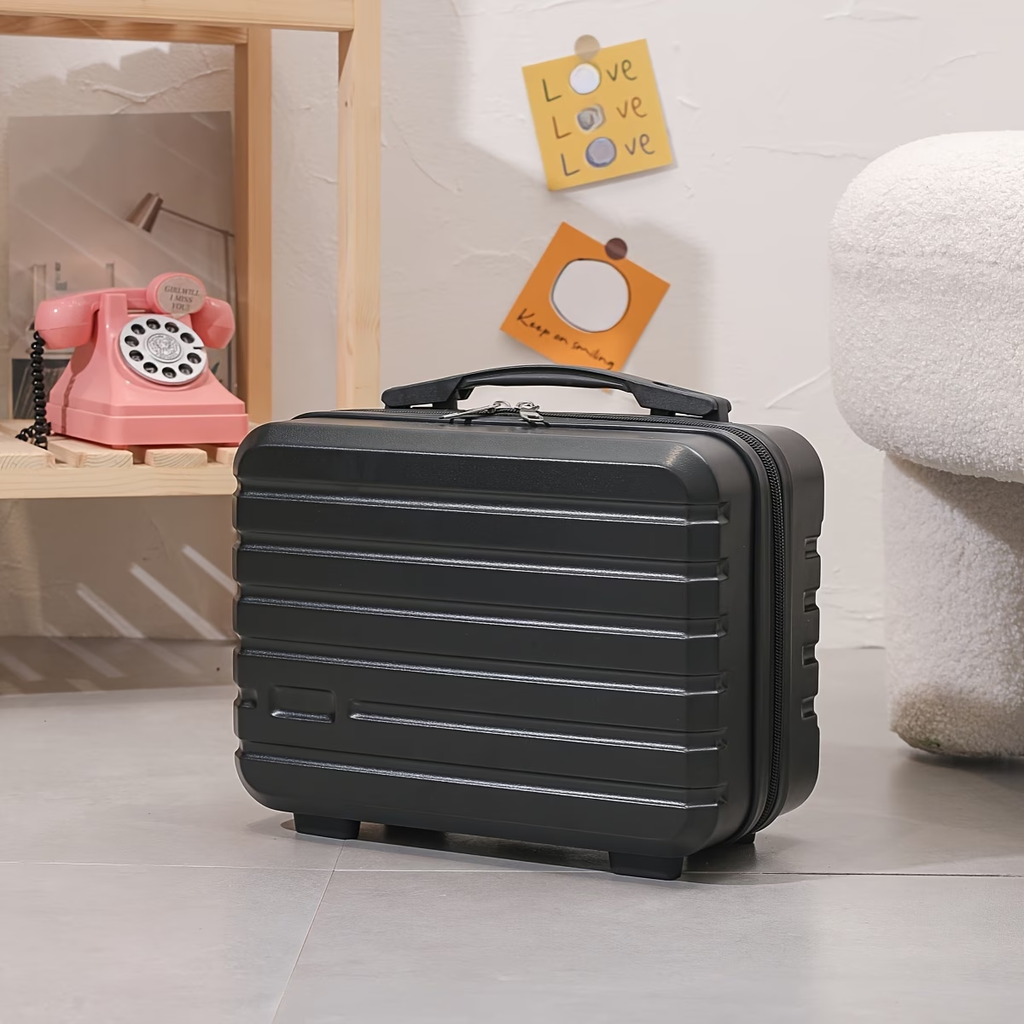 Chic 14-Inch Mini Suitcase Cosmetic Bag - Lightweight, with Zip Closure & Fixed Shoulder Strap - Perfect for Travel, Students, and Gifts