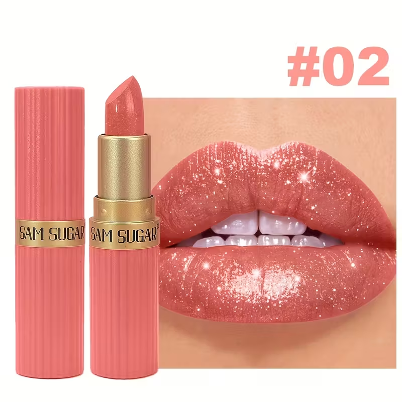 1pc SAM Waterproof Pearlescent Lip Gloss - Long-Lasting Shimmer Lipstick, Non-Sticky Hydrating Formula with Pearlescent, Moisturizing Lip Gloss for All Skin Types (,,, Tints) - Easy Application