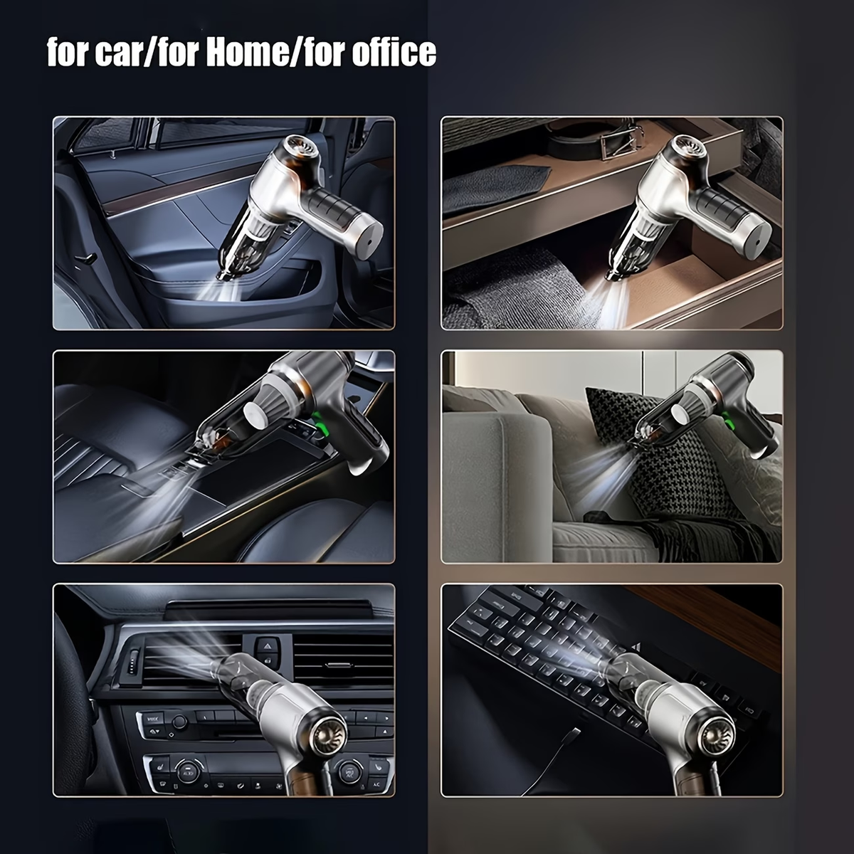 2-in-1 Wireless Handheld Vacuum Cleaner, High-Power Car Vacuum and Blower, Portable Powerful Vacuum with Home Dusting Brush Head
