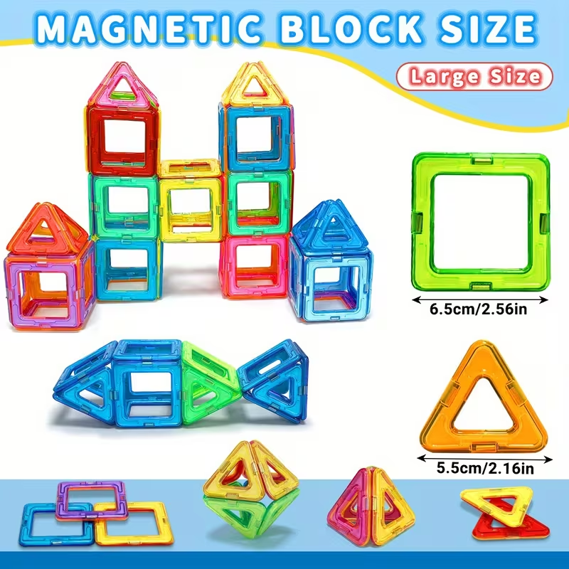 Magnetic Building Blocks Set for Kids - 30/65pcs, Stem Educational Construction Toy, Abs Material, Large Size, Creative Learning Gift for Children Random Color/Style