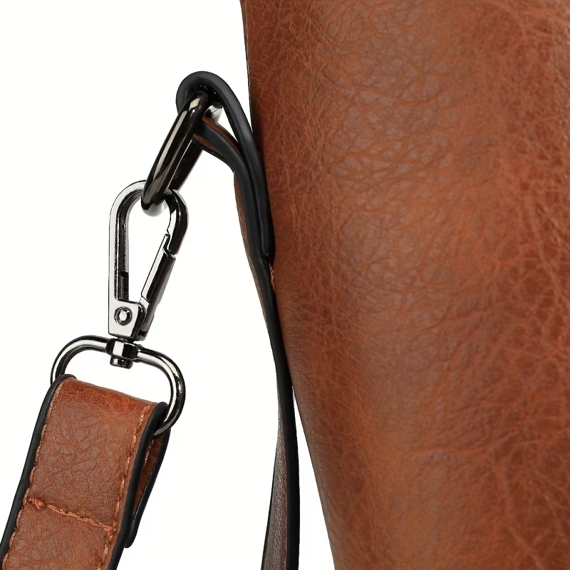 Women's Vintage Synthetic Leather Tote Handbag with Adjustable Shoulder Strap, Multi-Pocket Organization & Zipper Closure - Soft Oil-Edged Design, Polyester Lining
