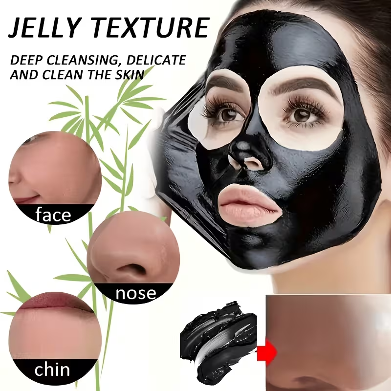 Bamboo Charcoal Cleansing Mud Mask • Deeply Cleanses Pores • Moisturizes the Face • Refines Skin Texture • Ideal for Oily Skin • Suitable for Both Men and Women