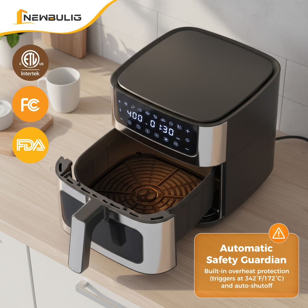 6.34QT Multi-Function Air Fryer with Ceramic Coating Suitable for Roast, Bake, Broil, Dehydrate, Reheat & Keep Warm, Digital Temperature (90°F-450°F), Easy-Clean Cooker for, -Type Plug ( Plug)