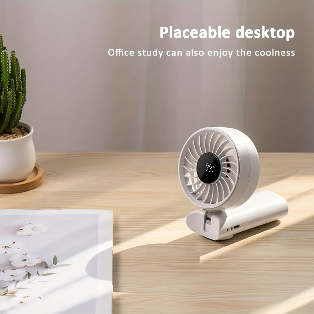 Handheld fan, foldable LED digital display