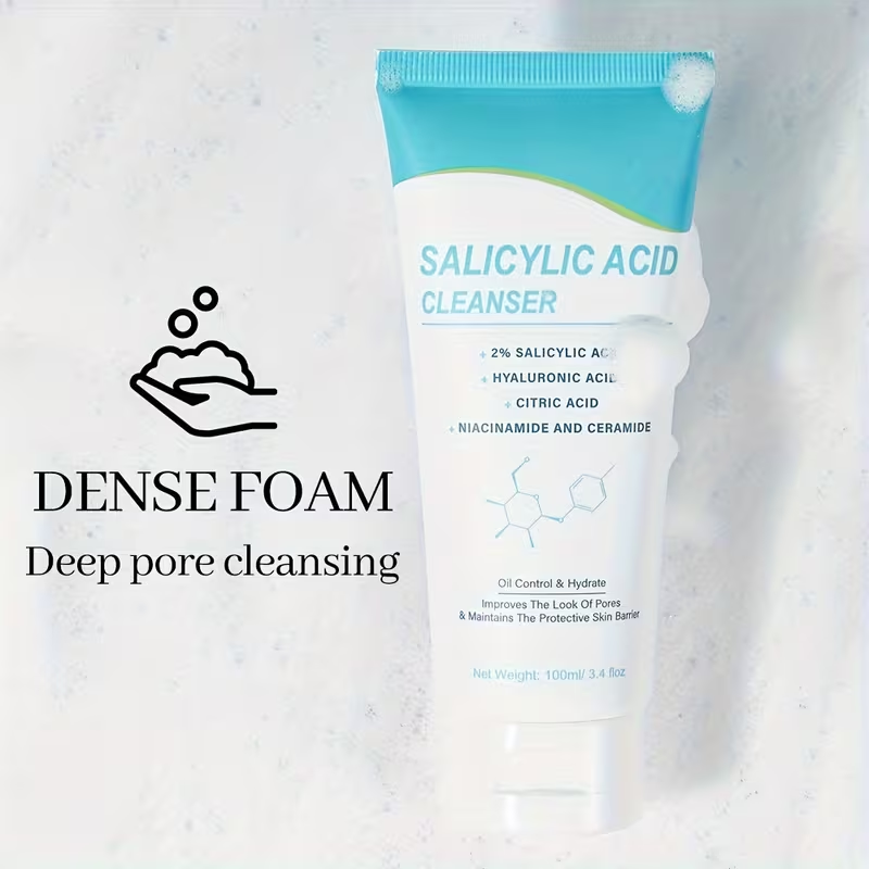 Salicylic Acid Deep Cleansing Facial Cleanser Contains Salicylic Acid, Hyaluronic Acid, Citric Acid, Niacinamide, And Ceramides for Moisturizing, Firming, And Oil Control, Suitable for Deep Cleansing -Prone Skin, Ideal for Both Men And Women