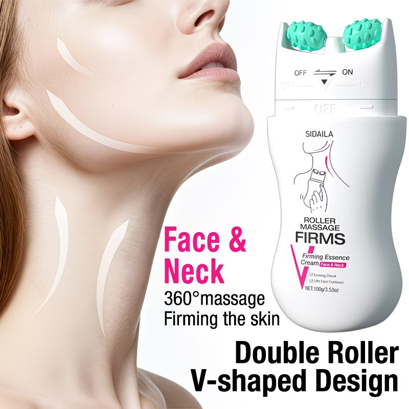 Instant Lifting & Firming Neck Wrinkle Cream with V-Shaped Roller, Neck & Face Cream, Skincare, Lifting, Firming, Smoothing, Minimizes Wrinkles/Fine Lines, 2-in-1: Hydrating & Firming, Hydrolyzed Collagen, Retinol, Niacinamide, Shea Butter