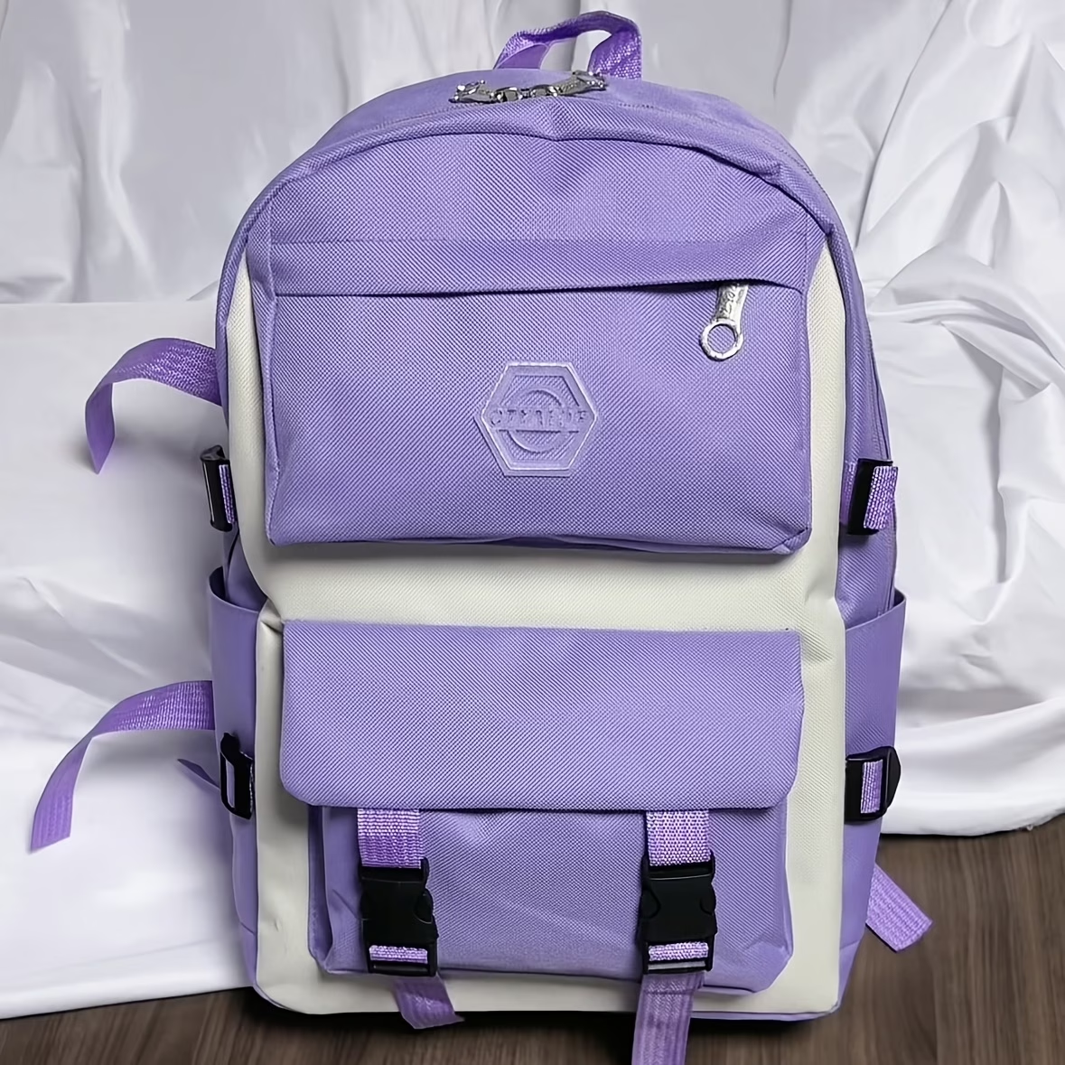 4pcs/Set Easy Leisure Backpack Large Capacity Schoolbag Travel Bag Canvas Shoulder Bag, for Teenager, For Teenager