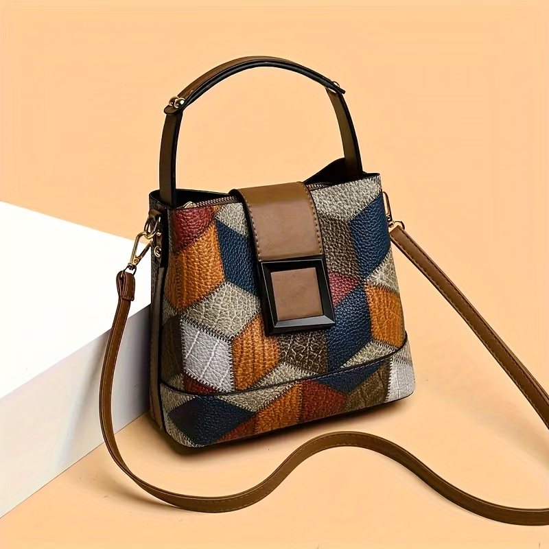 Elegant Solid Bucket Bag with Adjustable Shoulder Strap - Ladies' Multi-Functional Body And Handbag, Lightweight with Zipper Closure