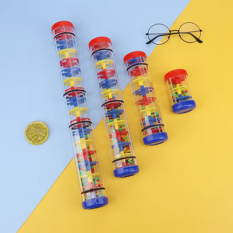 Colorful Rainmaker Musical Toy for Youngsters - Translucent Shaker with Vibrant Beads, Educational Sensory Instrument, Enhances Coordination & Color Recognition, Easy-to-Play, Durable ABS Material