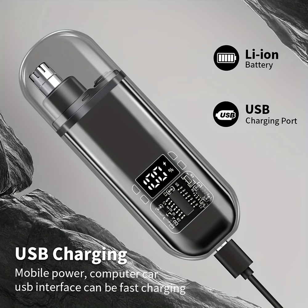 Portable mini electric nose hair trimmer-unisex, LED power display, USB rechargeable ear, nose and eyebrow trimmer, efficient blade, suitable for trimming facial eyebrows, nose and ear body hair, easy to carry and use outside, gift for men
