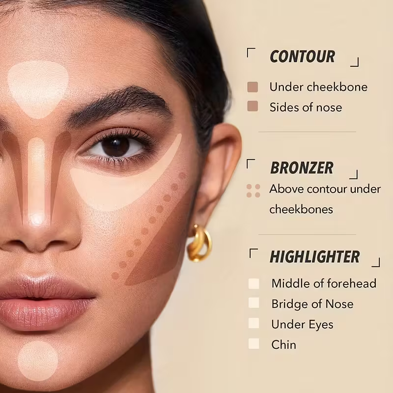 [Contour Stick] Waterproof Long Lasting Double Head Contour Stick | Highlights&Contour&Concealer 3D Face Makeup with Plant Squalane