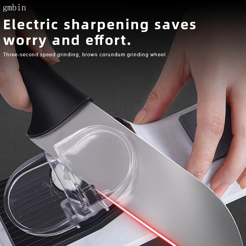 Electric knife sharpener, USB adjustable kitchen knife, electric high-speed knife sharpener with protective cover, fast sharpening and polishing with protective sleeve.