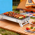 Foldable BBQ grill, disposable BBQ grill, compact folding grill; quick to set up, easy to use, lightweight and portable, space-saving; ideal for camping, gatherings, and BBQ events.
