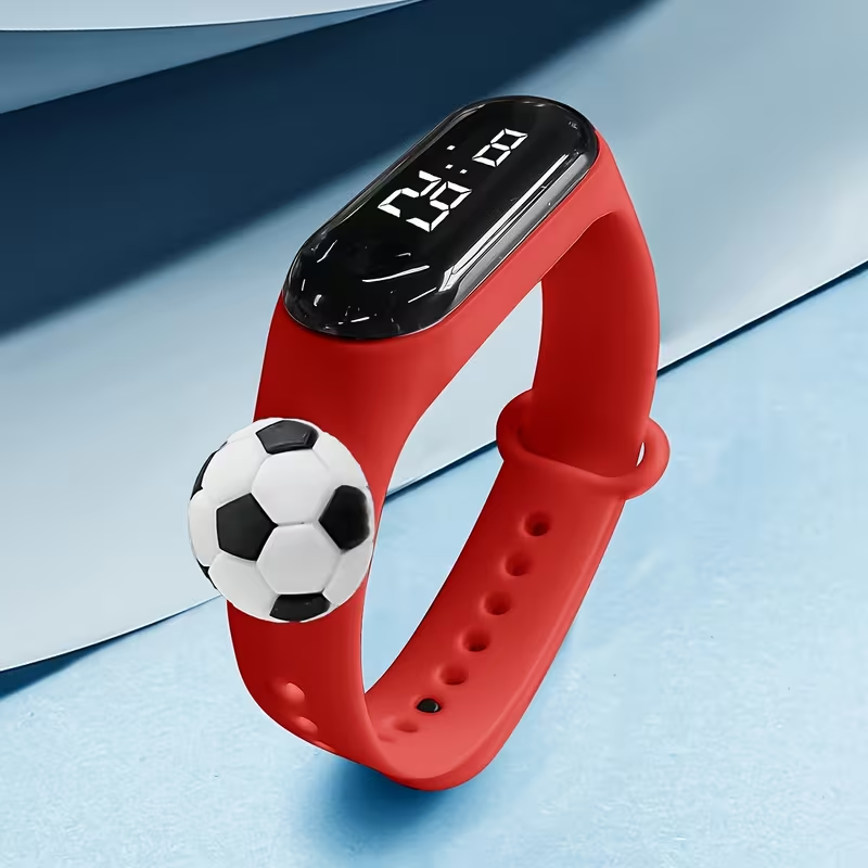 Back to School Electronic Watch for Children, Sports Wristband for Primary And Middle School Students, LED Display, Featuring a Football Pattern for Boys And Girls (ZQM3)