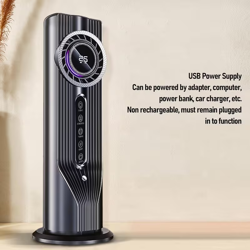 USB Plug-in Tower Fan, Multi-functional Cool Mist Fan, Portable Cooler - Dual Motor 5-Speed Fan, Portable and Lightweight Design, Suitable for Office, Travel, Camping, RV, Modern and Stylish, Humidifying Function