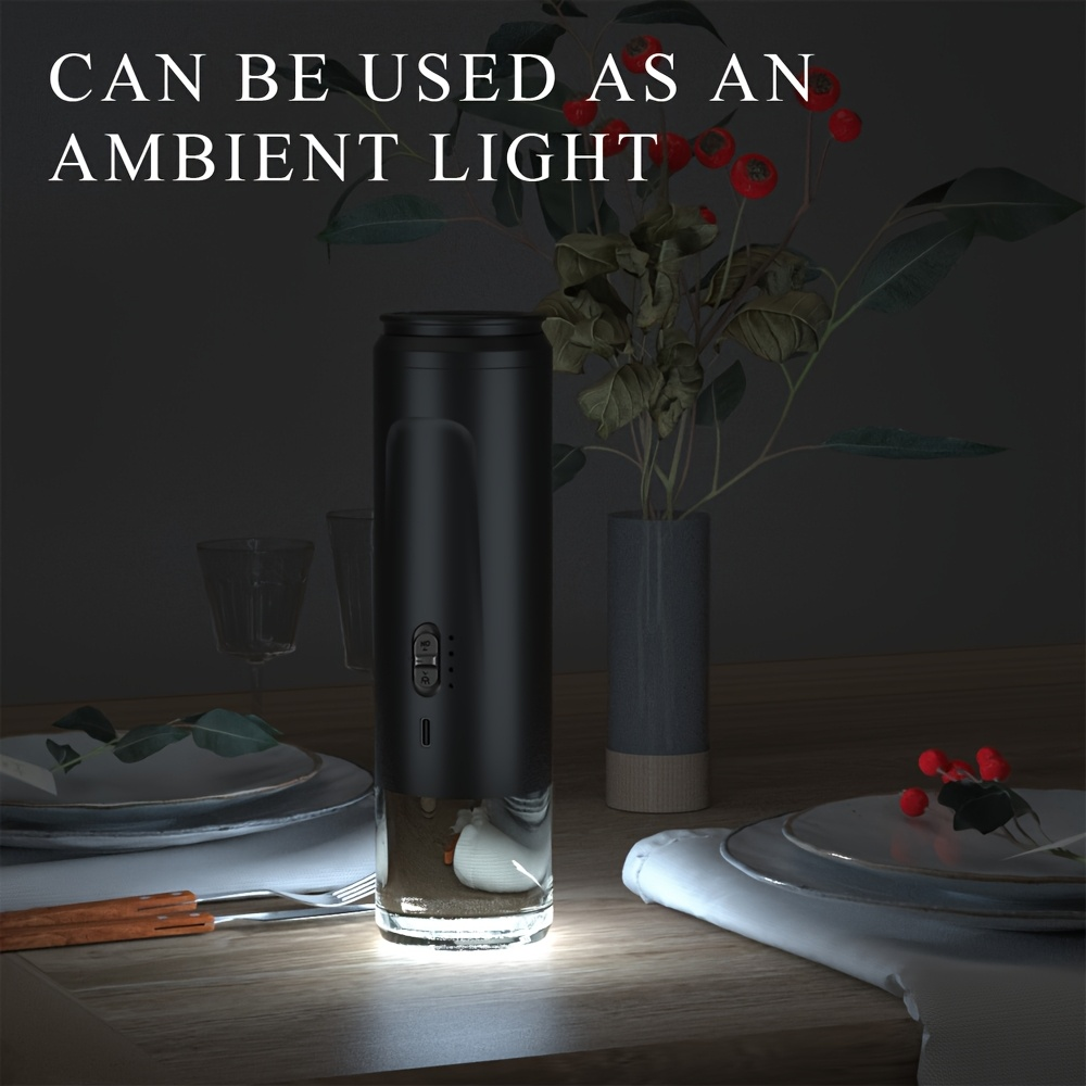 Multi-functional pepper grinder, black pepper and sea salt food grinder, handheld electric pepper grinder, can also be used as a night light, convenient and easy to store, suitable for various scenarios.