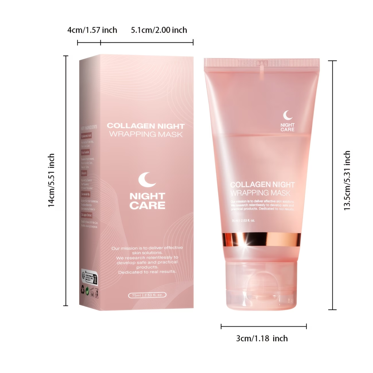 Collagen Night Wrap Mask, with Jelly Brush, Alcohol-free Mild, Deep Penetration, Nourish And Firm The Skin, Suitable for All Skin Types, Facial Glow And Luster, Halloween Christmas Valentine's Day Gift, First Choice
