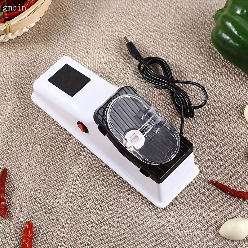Electric knife sharpener, USB adjustable kitchen knife, electric high-speed knife sharpener with protective cover, fast sharpening and polishing with protective sleeve.