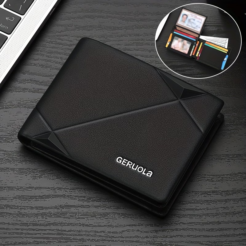 Men's Genuine Leather Short Wallet with Large Capacity Card Slots, Holiday Gift Top Layer Cowhide RFID Blocking Credit Card Holder Portable Cash Business Office Commute Anniversary Birthday Valentine's Day Gift Leather Wallet Father's Day Present
