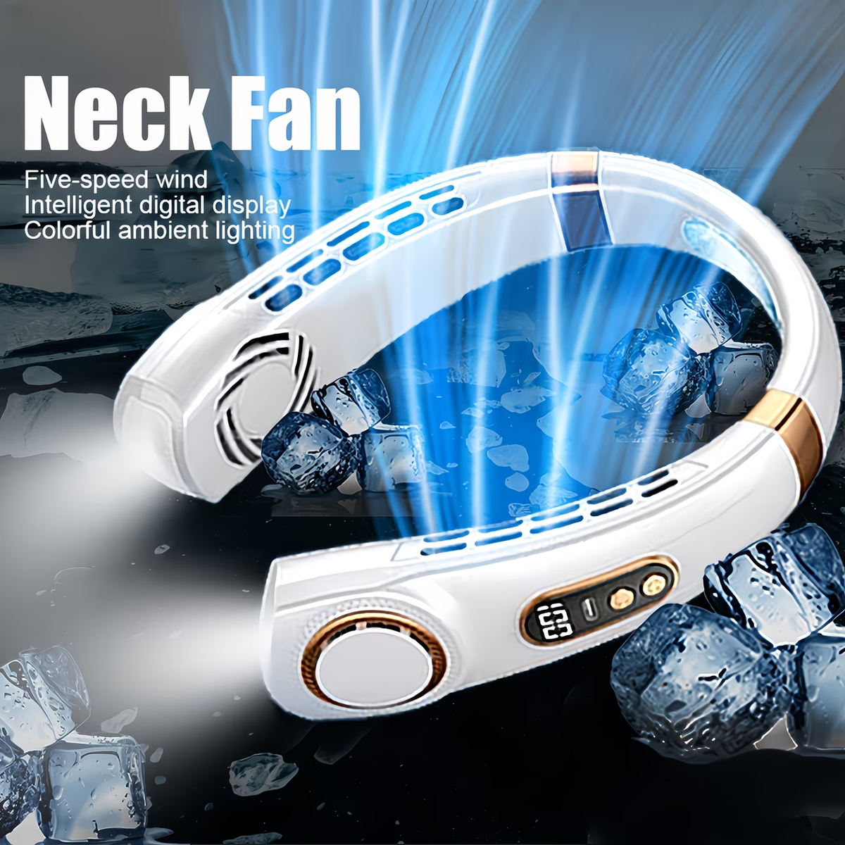 1pc Portable Wearable Neck Fan - Personal Fans for Outdoor And Indoor Use, Hands-Free, Leafless, Rechargeable, Headphone Design, USB Charging Device with Long-Lasting Battery Life And Adjustable Speed