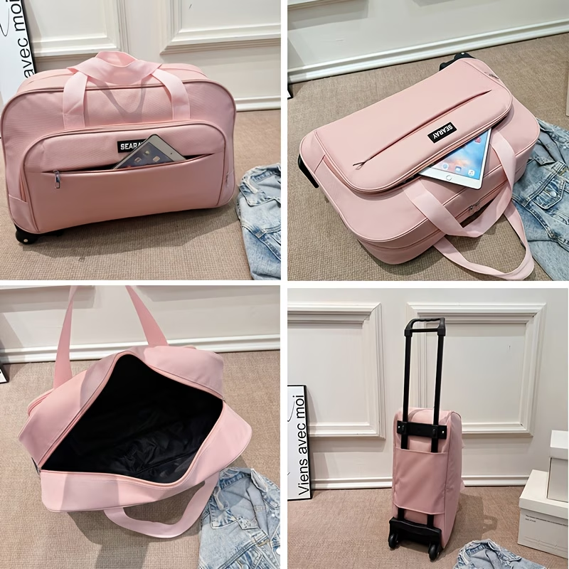 New Travel Bag with Handle and Wheels, Large Capacity Foldable Luggage Suitcase for Outdoor Trips Vacation Commuting