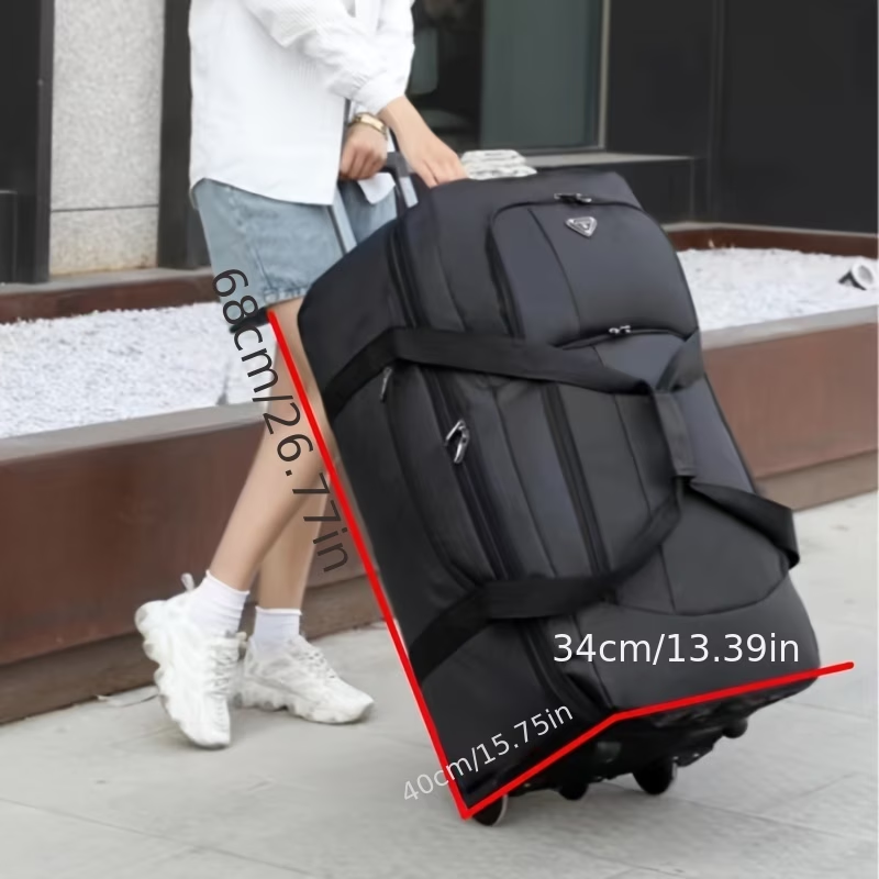 Large Capacity Expandable Travel Bag, Can Be Carried as a Backpack, Pulled on Wheels, or Handheld, Dual-Use as a Shoulder Bag or Backpack