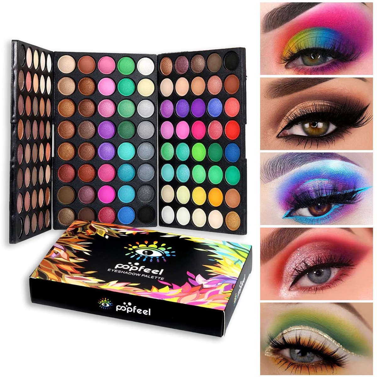 120-Color Eyeshadow Palette with 6 Makeup Brushes, Multi-Color Eyeshadow Palette for Stage Makeup, Cosplay, Shimmer and Matte Multi-Color Eyeshadow