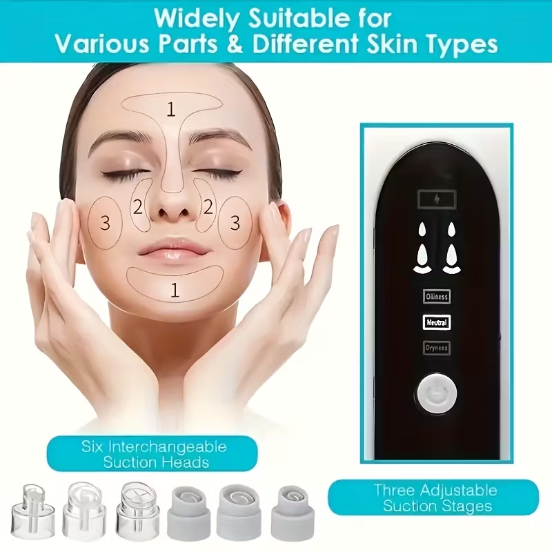 Rechargeable Electric Blackhead Remover: Features USB Charging & Deep Pore Cleansing, Powered by a 300mAh Battery. An Ideal Skincare Tool for Women and a Perfect Holiday Gift.
