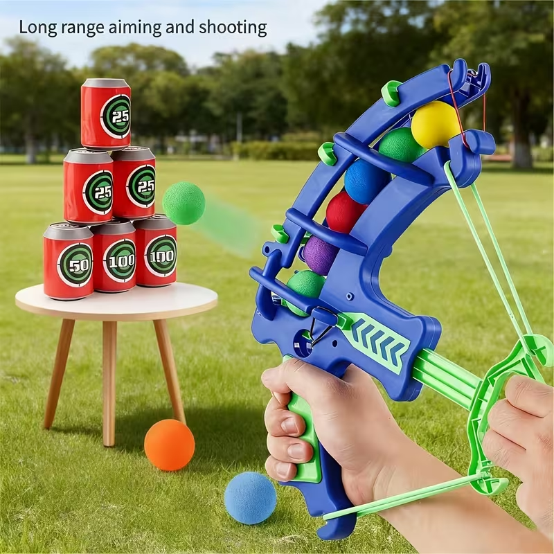 12pcs Colorful Large Bow and Arrow Toy Set with Catapult Launcher for EVA Ball Relax - Suitable for Indoor/Outdoor Fun, Parent-Child Interaction, Halloween and Christmas Gifts (Random Colors)