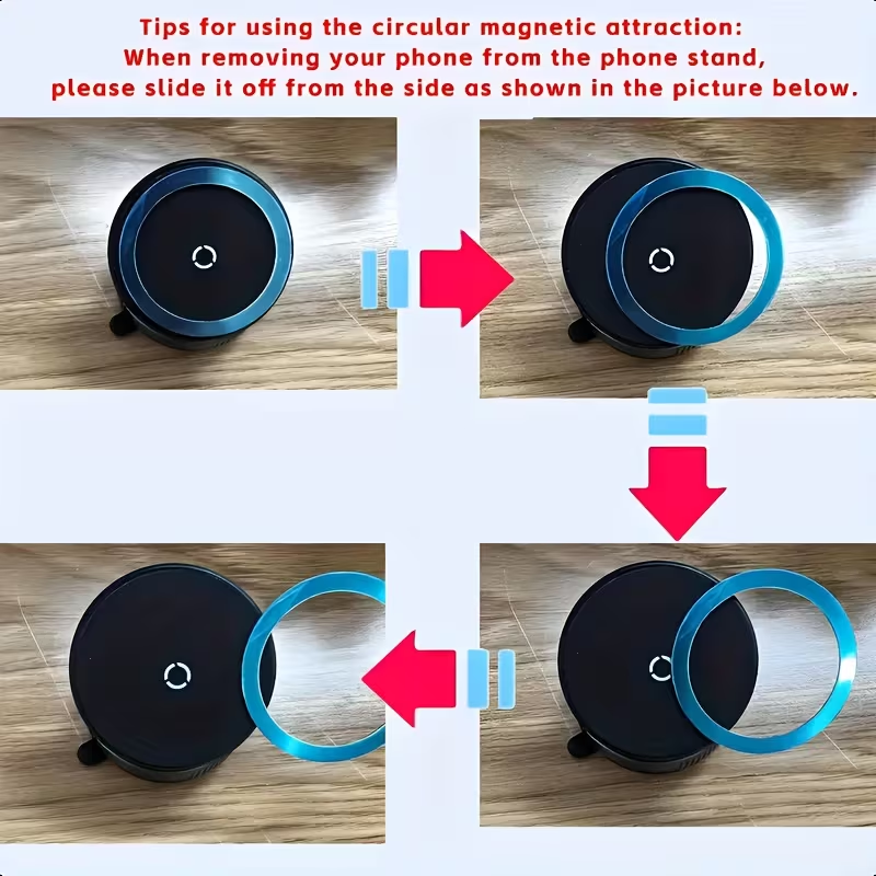 Adjustable Vacuum Magnetic Suction Cup Phone Holder, Suitable for Car/Gym/Mirror/Smooth Surfaces Hands-Free Stand, Compatible with All Smartphones