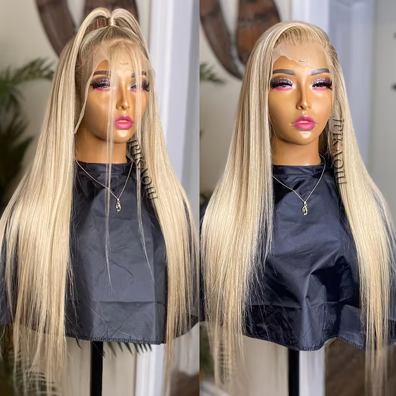 13*4 Lace Front Wig 180 Density High-Definition Lace Synthetic Fiber Wig for Women, Long Straight Hair, Heat-Resistant Fiber, Glue-Free Lace Frontal Wig with Pre-Plucked Hairline