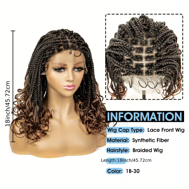 [Medium-Long Size Lace Front] 14-inch Synthetic Lace Wig Cap | 9x6 Braided, Natural Color, High Gram Weight, Weavable & Stylable
